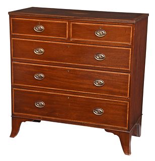 George III Style Mahogany Five Drawer Chest