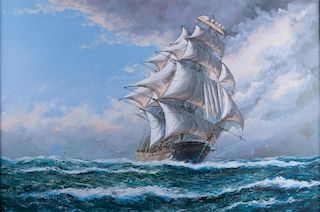 Sailing Ship Painting, Oil or Acrylic on Canvas