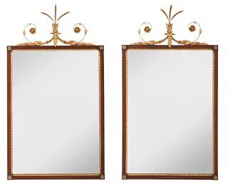 Pair Hepplewhite Style Mahogany and Parcel Gilt Mirrors