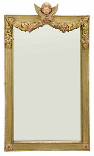 Venetian Baroque Style Carved Polychromed Mirror