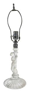 Baccarat Figural Frosted Glass Candlestick Lamp
