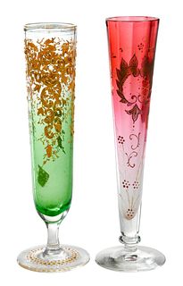 Two Moser Glass Bud Vases