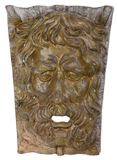 Painted Cast Iron Satyr Mask Fountain Head