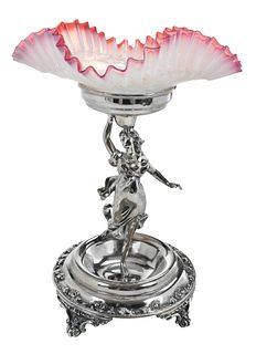 Glass and Figural Silver Epergne