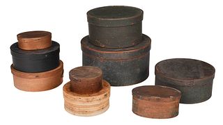 Nine Banded Round and Oval Boxes