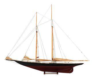 "Columbia" Painted Schooner Ship Model