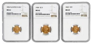 Three Graded U.S. Gold Coins