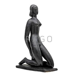WAYLANDE GREGORY Sculpture, "Kneeling Nude"