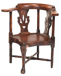 Fine George II Carved Fruitwood Corner Chair