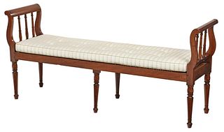 Regency Style Caned and Upholstered Window Bench