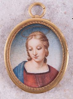 Portrait Miniature of a Female Saint on Ivory