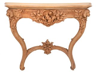 Provincial Louis XV Style Carved Dog Figural Console Table