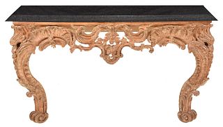 Louis XV Style Carved Marble Top Console Table