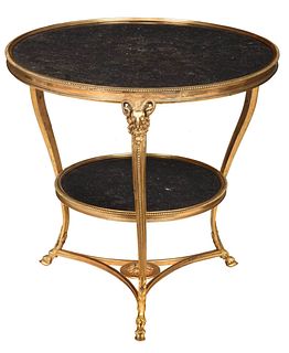 French Empire Style Ormolu and Stone Gueridon Table