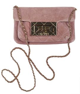 Chanel Velvet Quilted Pink 2.55 Evening Clutch Bag