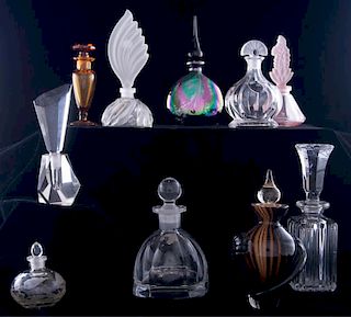 Glass Perfume Bottles, Ten (10)