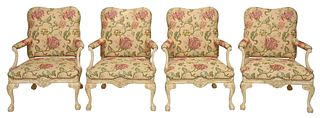 Suite of Four Chippendale Style Library Chairs