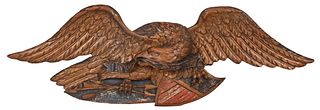 Carved Painted American Spread Wing Eagle Plaque