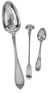 Three Pieces New Orleans Coin Silver Flatware, E. A. Tyler
