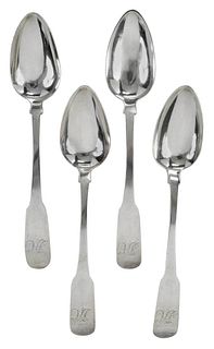 Four Anthony Rasch Coin Silver Spoons