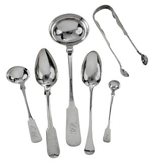 Six Pieces New York Coin Silver Flatware