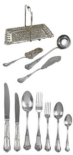 Set of Continental Silver Flatware, 92 Pieces
