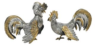 Two Spanish Silver Roosters