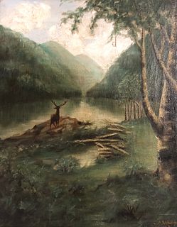HUDSON RIVER Charles Ayer Whipple (1859-1928) Painting