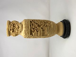 Chinese Ornate Heavy cast BONE Vase