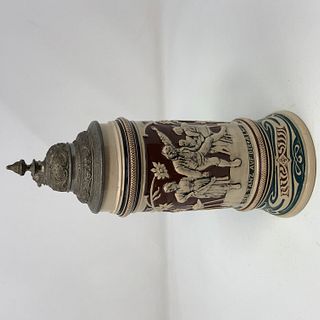Vintage German Beer Stein w pewter lid DANCE OF THE ALM