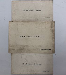 (3) Calling Cards MR & MRS THOMAS C. PLATT, NEW YORK