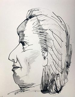 Pablo Picasso (After) - Profil de vieille femme trait