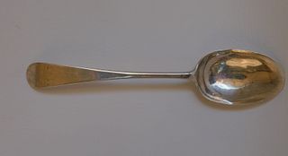 EARLY AMERICAN COIN SILVER SERVING SPOON
