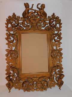 CARVED CHERUBS LARGE WALL MIRROR