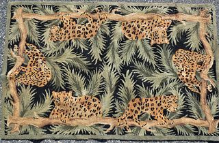 OLD HOOKED RUG OF LEOPARDS