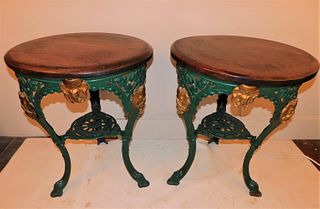 PAIR VICTORIAN IRON TABLES 