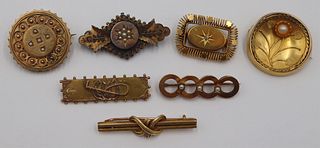 JEWELRY. (7) Victorian Gold Brooches.