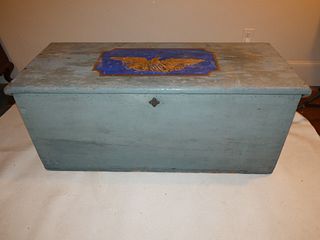 ANTIQUE CANTED WOOD SEA CHEST