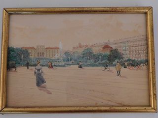 ANTIQUE FRENCH CITYSCAPE PAINTING