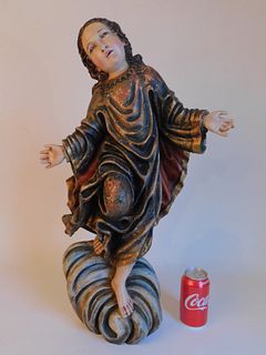 CARVED WOOD STATUE OF SAINT