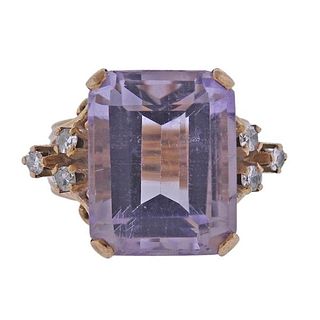 18K Gold Diamond 19ct Kunzite Ring