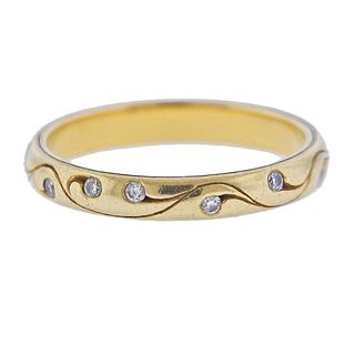 McTeigue 18K Gold Diamond Wedding Bend Ring