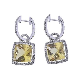 18K Gold Diamond Heliodor Day &amp; Night Earrings