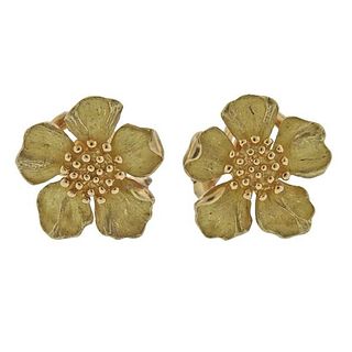 Tiffany &amp; Co 18k Gold Dogwood Flower Earrings