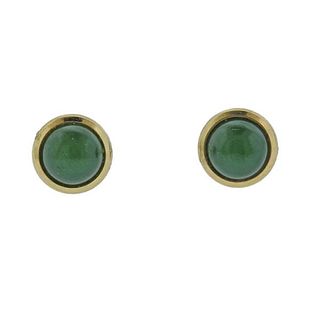 Tiffany &amp; Co Peretti 18k Gold Jade Stud Earrings