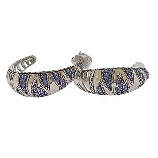 John Hardy Silver Palu Macan Sapphire Earrings