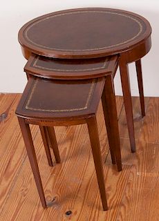 Lammerts Leather Top Nesting Tables, Three (3)