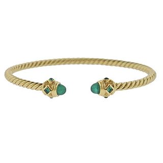 David yurman 18k Gold Emerald Cuff Bracelet