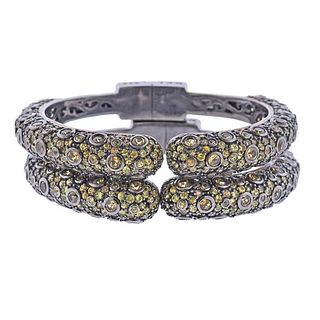 Matthew Campbell Laurenza Silver Sapphire Bangle Bracelet Set