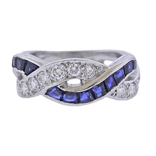 Tiffany &amp; Co Oscar Heyman Platinum Diamond Sapphire Ring